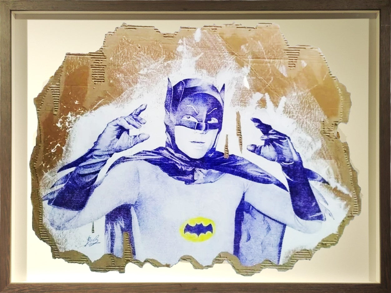 Batman — œuvre originale de l’artiste Beus à l’acrylique et au stylo Bic sur carton, style Pop Art