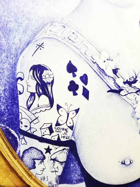 Dessin Casque d’Or de Beus — œuvre originale au stylo Bic sur papier, Belle Époque