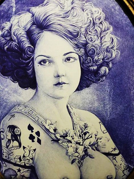 Œuvre Casque d’Or par Beus — art au stylo Bic et figure de la Belle Époque parisienne