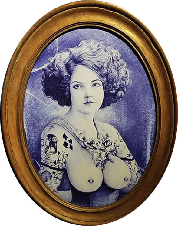 Casque d’Or — œuvre originale de l’artiste Beus au stylo Bic inspirée d’Amélie Élie et de la Belle Époque