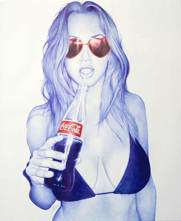 Cola — œuvre originale de l’artiste Beus au stylo Bic sur papier
