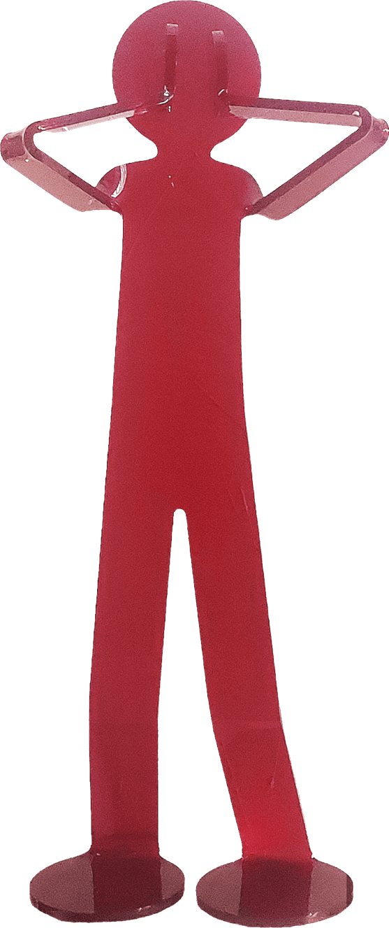 Sculpture Flexo Shoot H150 de ZED — personnage Flexo XXL rouge translucide