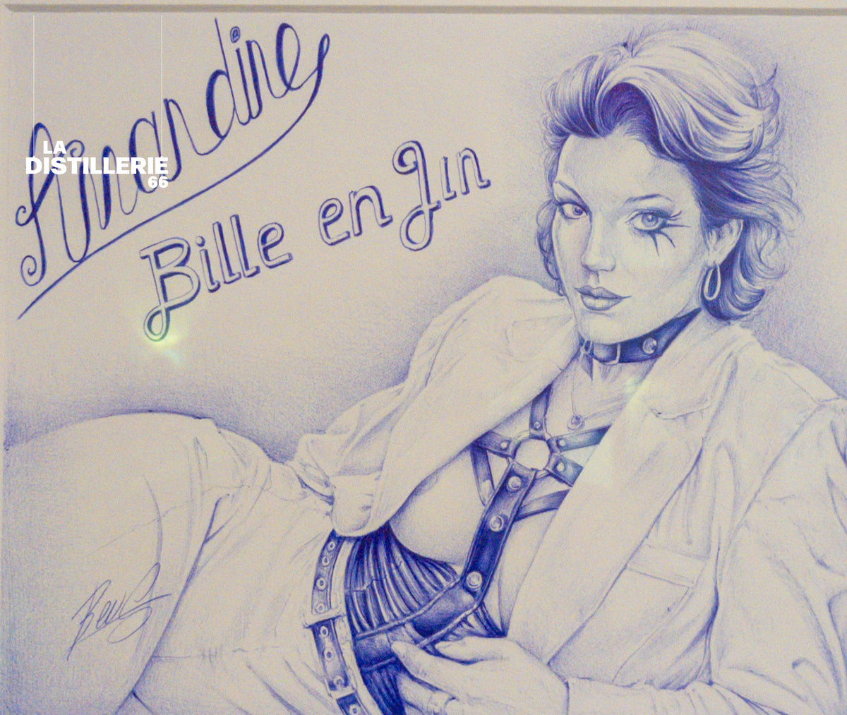 Dessin Amandine de Beus — œuvre originale au stylo Bic sur papier, série Monarchie / Anarchie