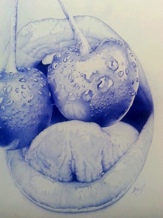 Cherry — œuvre originale de l’artiste Beus au stylo Bic sur papier