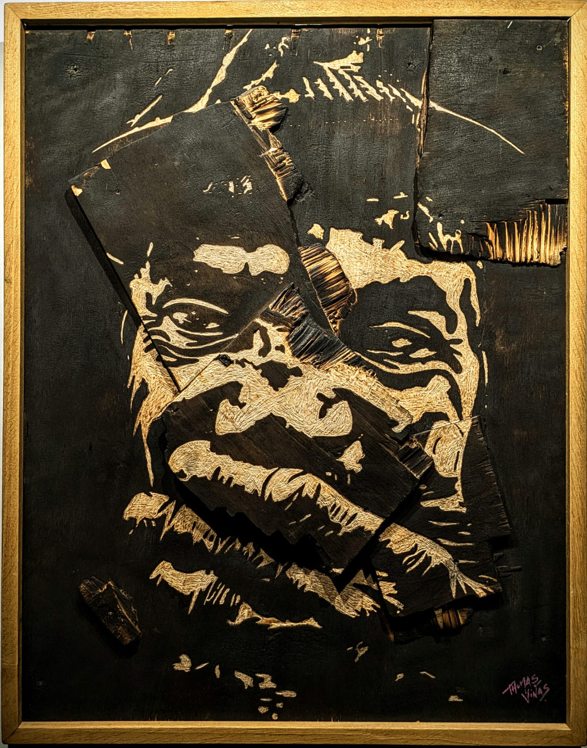 Confusion — œuvre originale de Thomas Vinas en technique mixte sur bois sur tableau