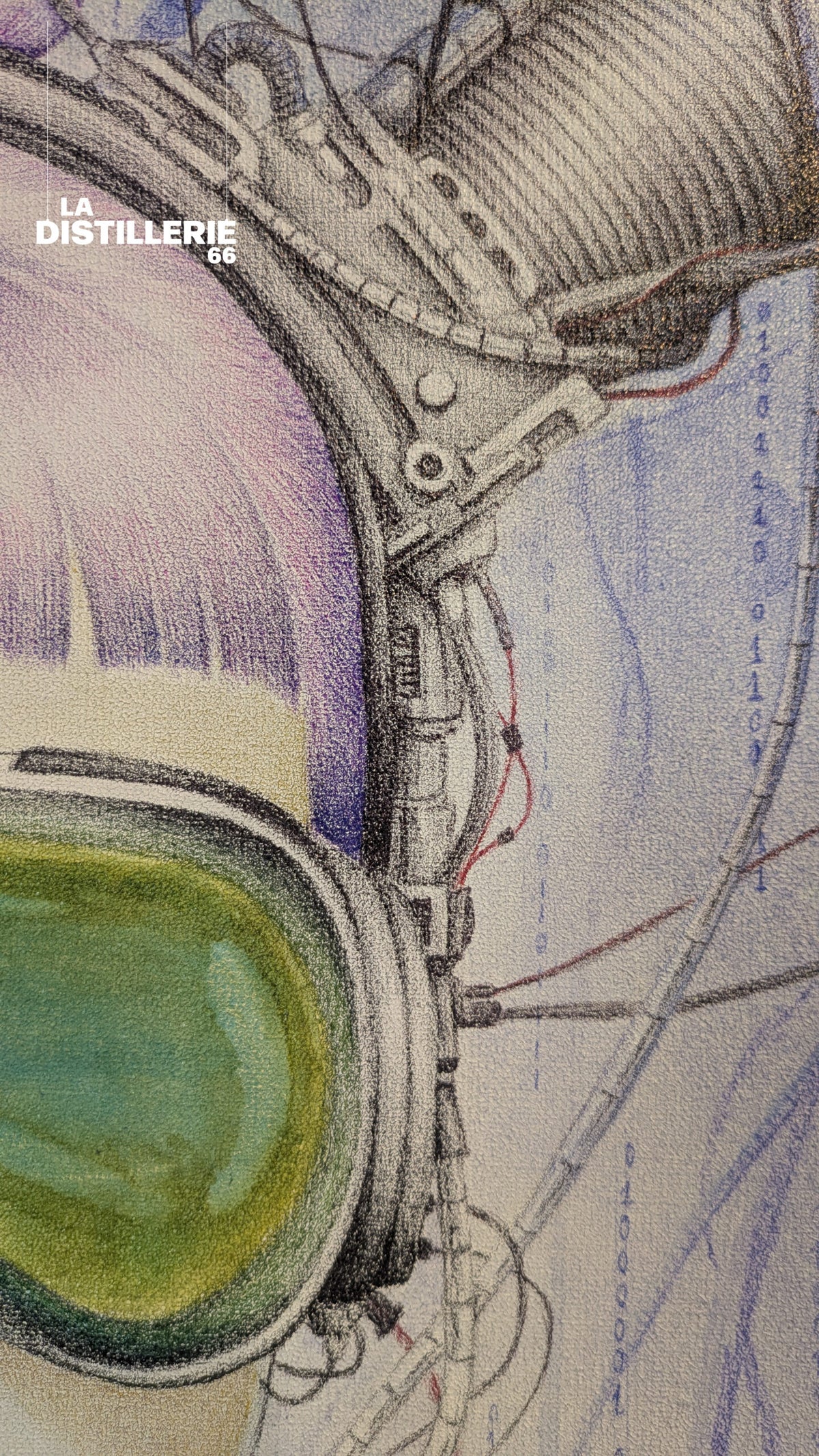 Cyber par Beus — œuvre originale sur toile, encre de stylo Bic et figure connectée