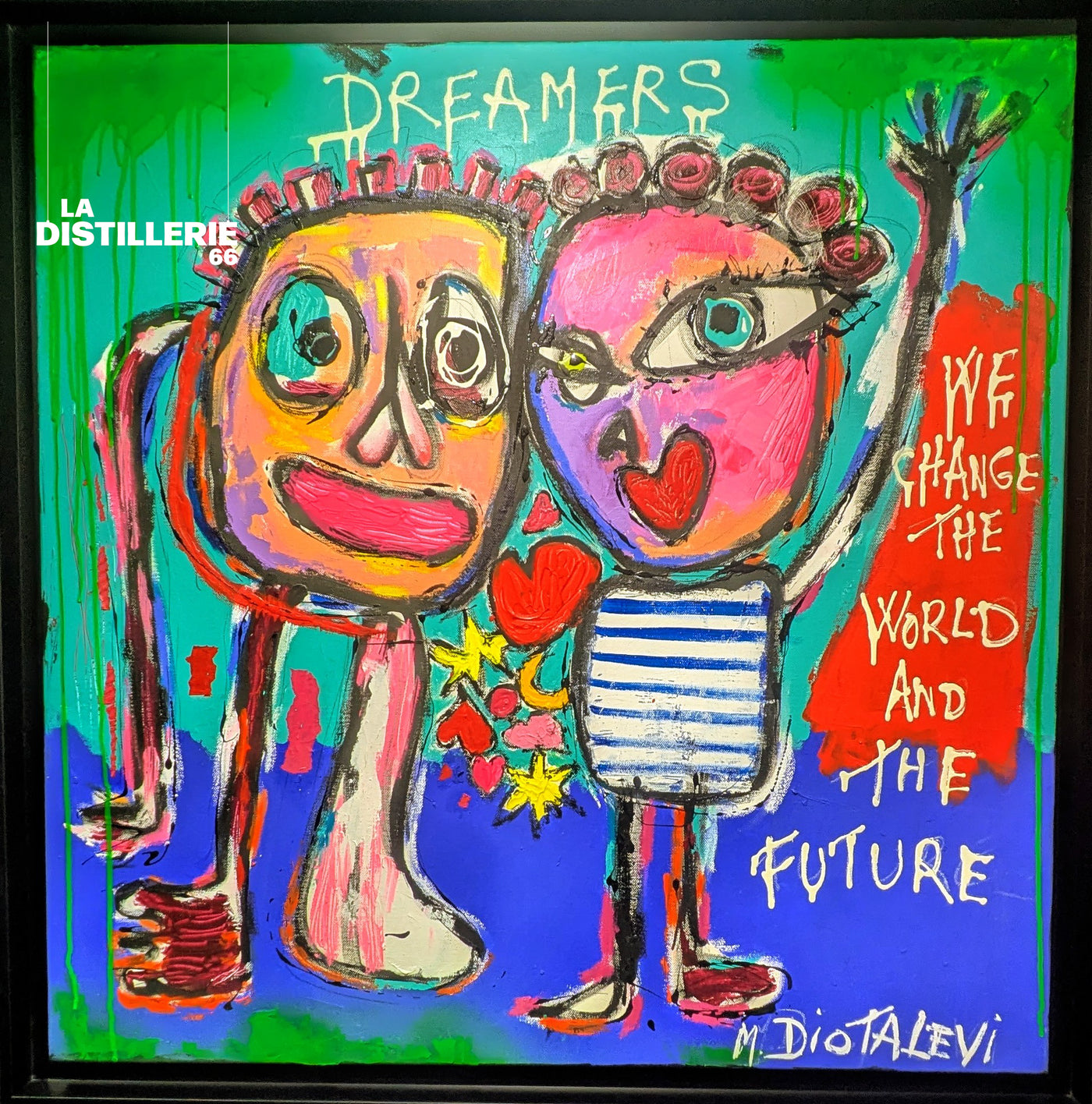 Dreamers — œuvre originale de Martine Diotalevi en technique mixte, peinture contemporaine entre art brut et Pop Art