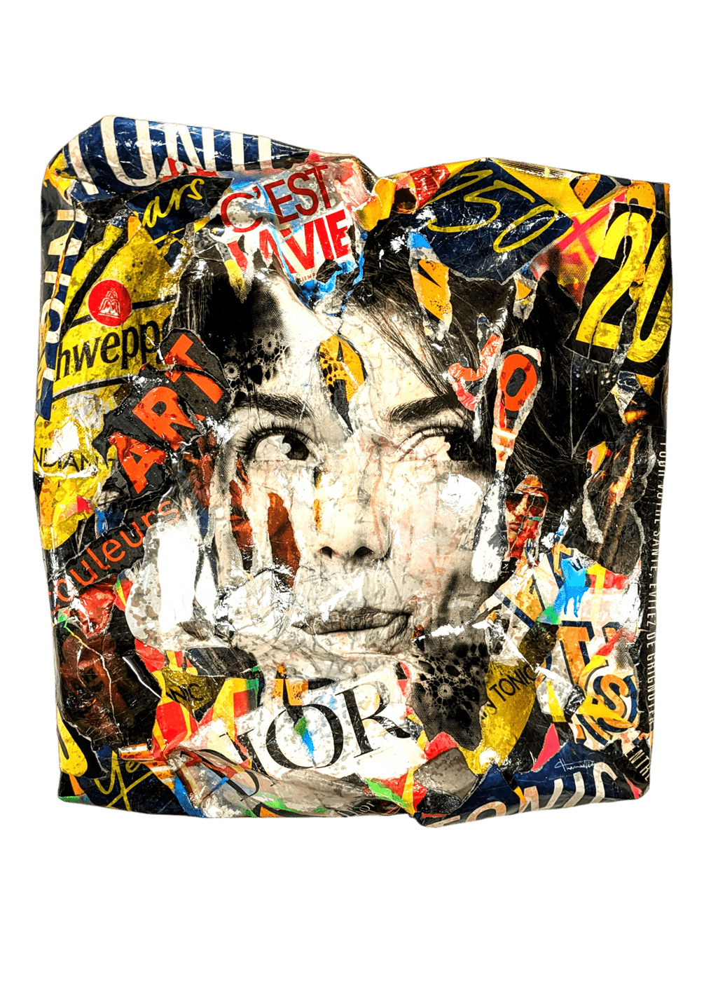 Thomas Vinas — Espièglerie, œuvre contemporaine en collage / peinture / résine