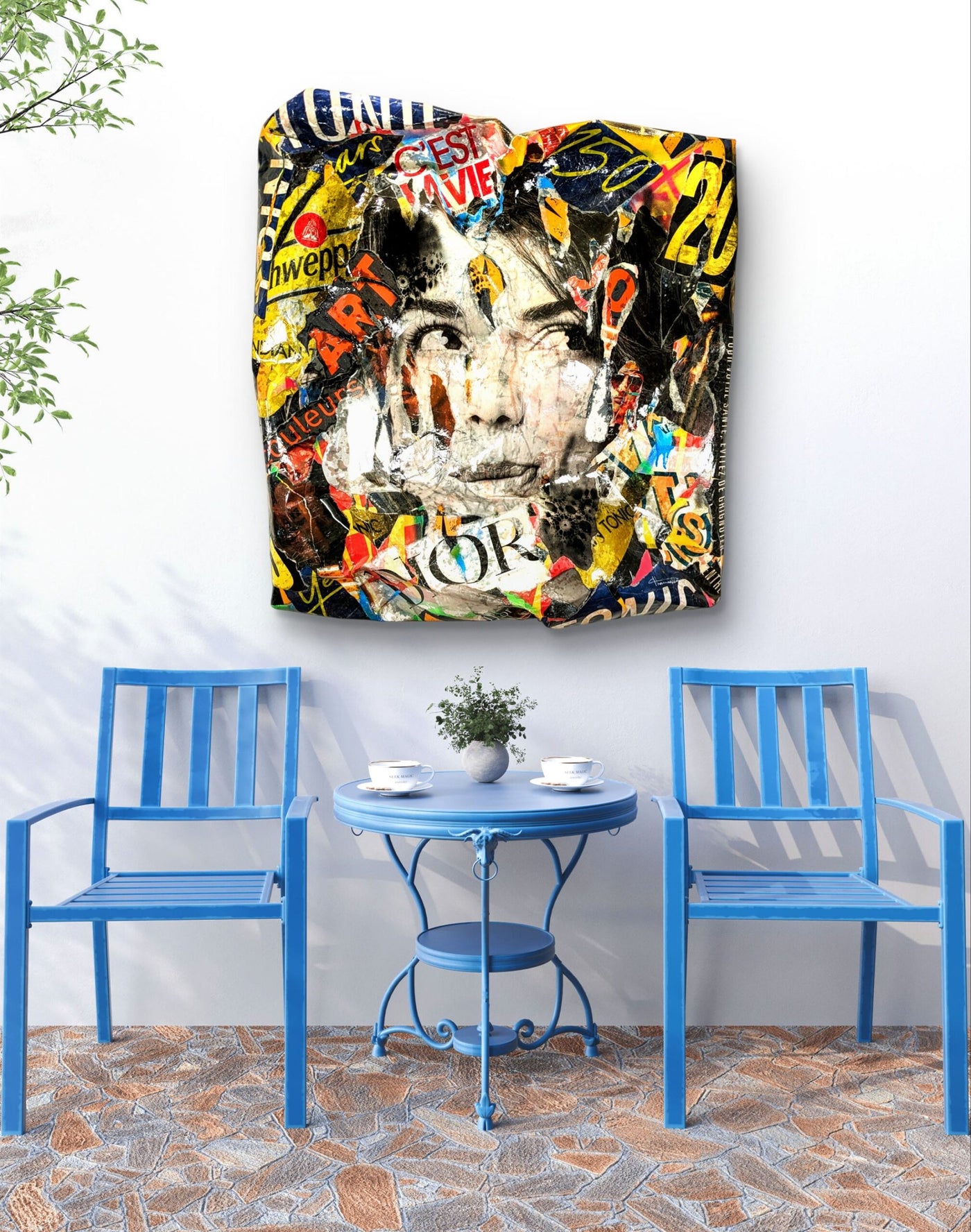 Espièglerie — œuvre originale de Thomas Vinas en collage, peinture et résine