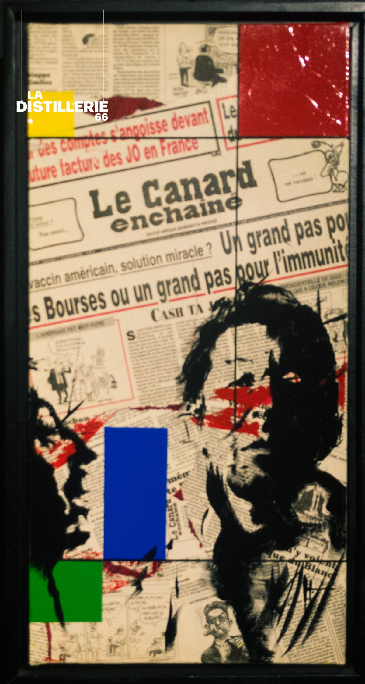 Gainsbourg — œuvre de Hayat en collage de presse et peinture, portrait Pop Art contemporain