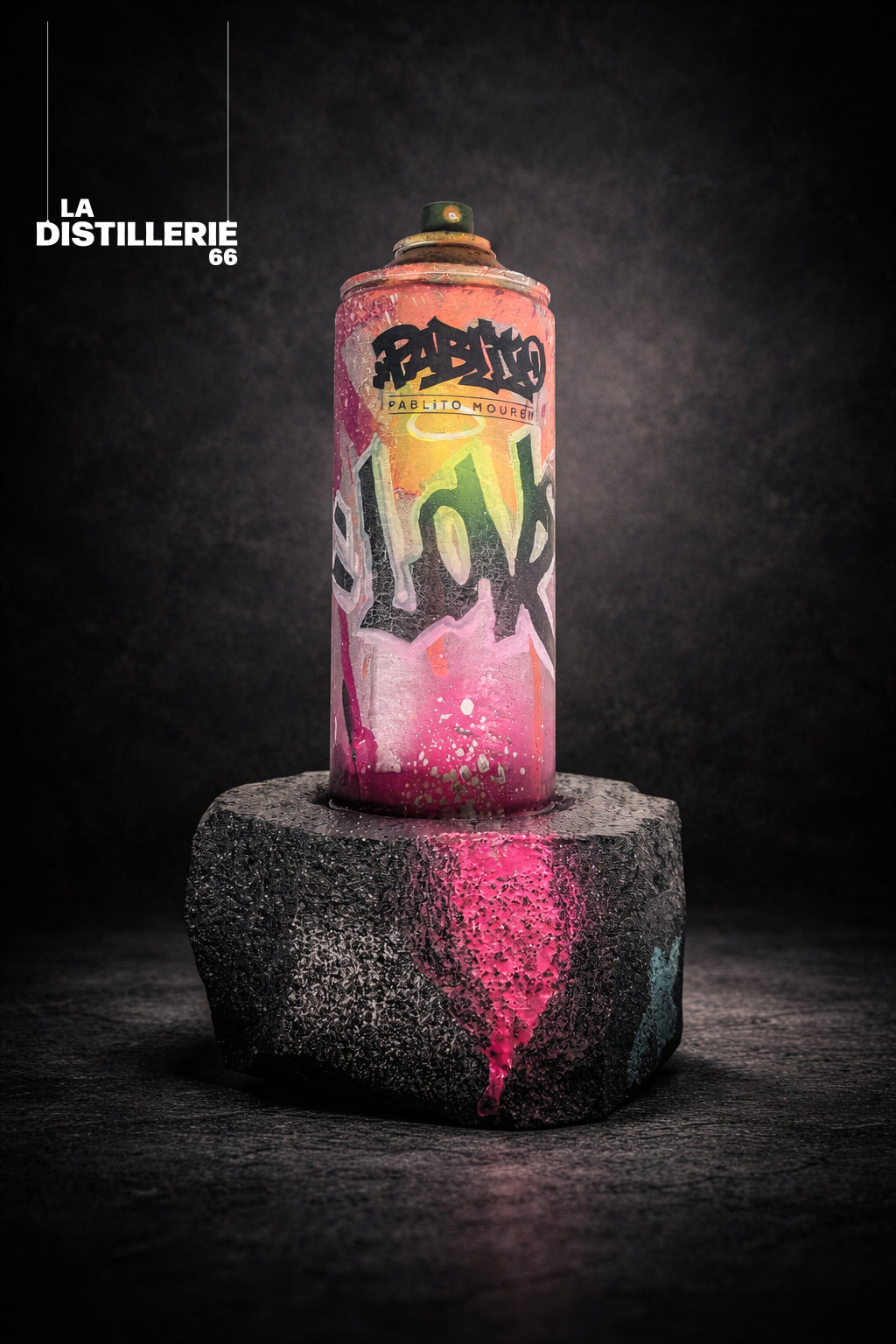 Love Pablito Spray — œuvre originale de Pablito Mourer sur bombe aérosol customisée, street art