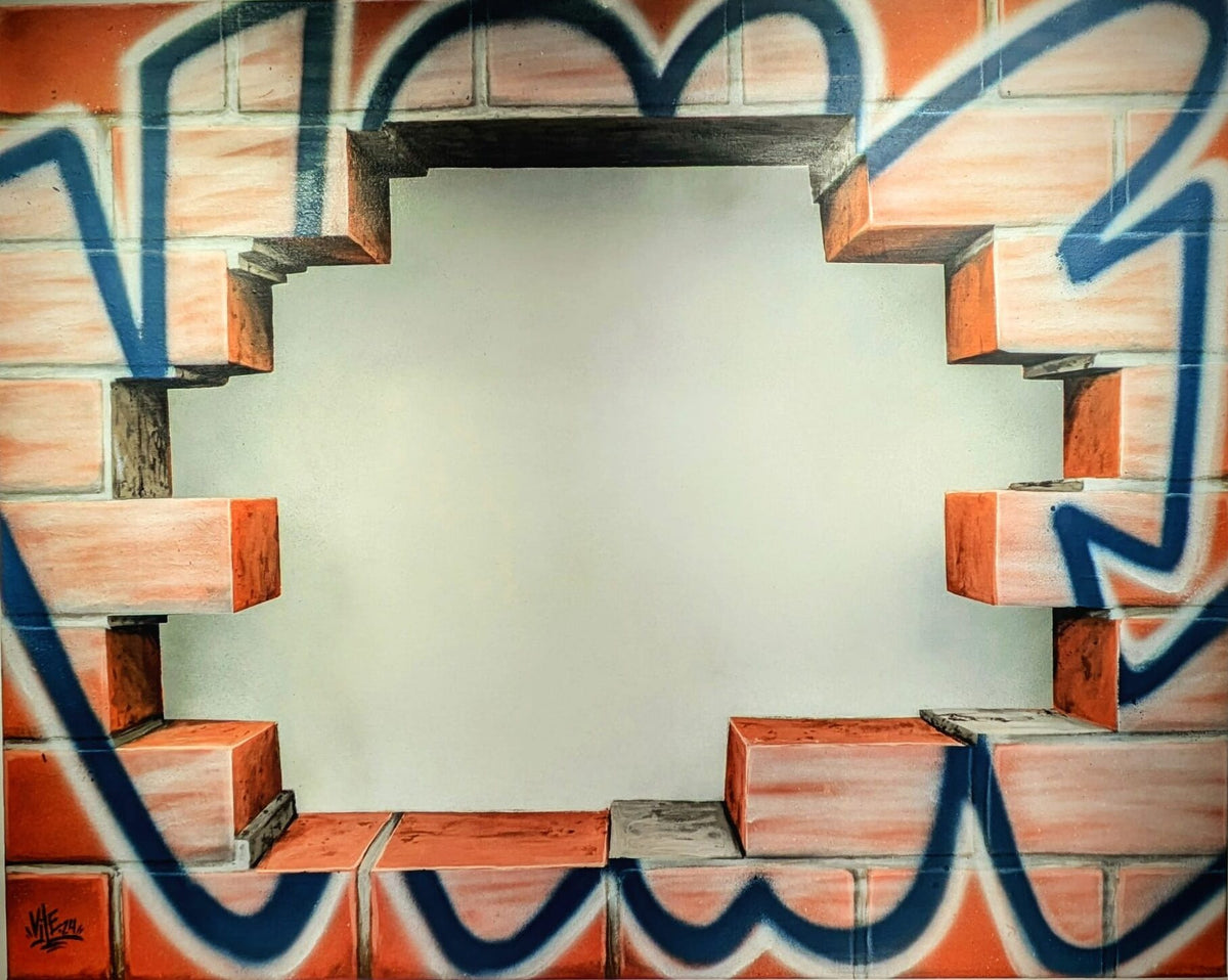 Œuvre Mémoire de mur par Vile — art urbain et illusion autour de la surface du mur