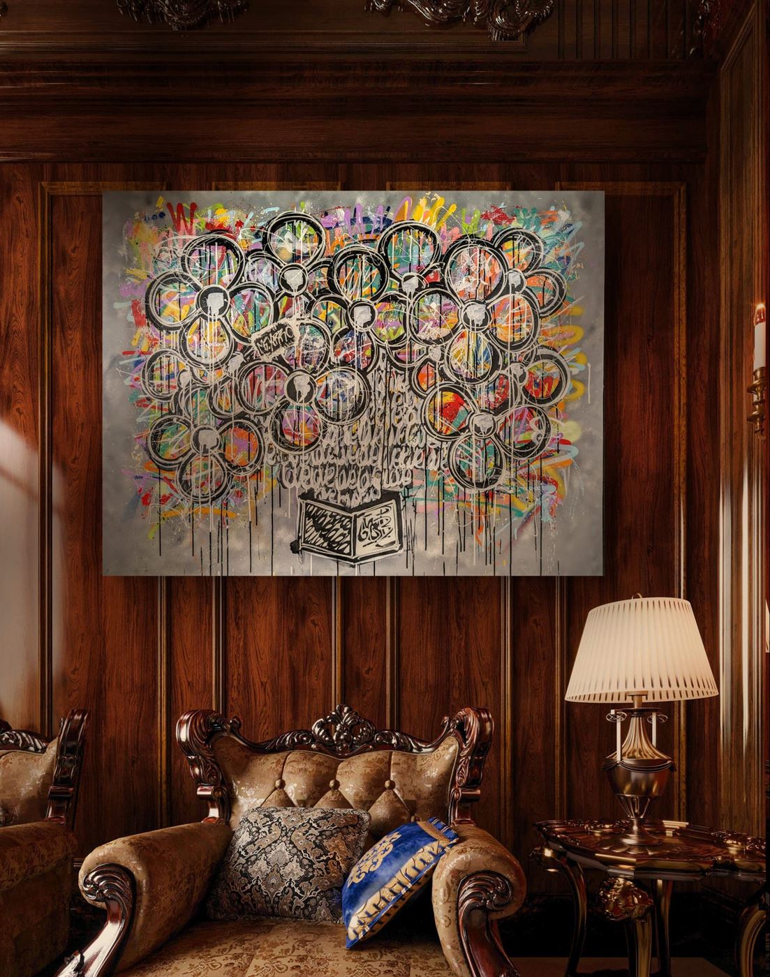 Sub de Mr Yerro — peinture florale contemporaine inspirée des dessins des années 90 et 2000