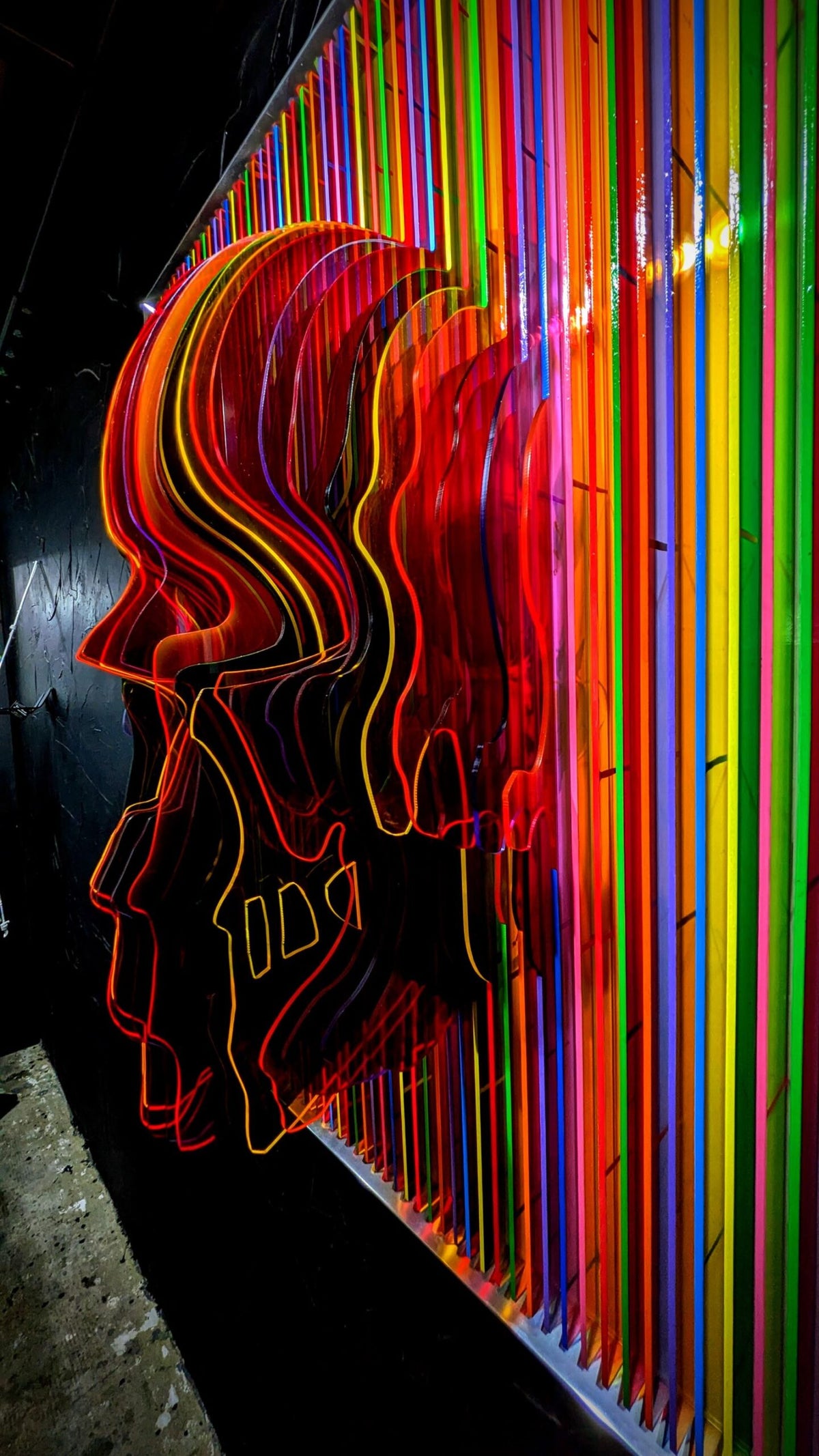 Alx Slice Art — Skull Colors, œuvre murale cinétique et tridimensionnelle