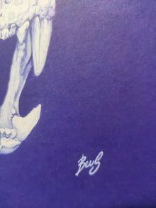 Bestial — dessin de Beus au stylo Bic représentant un crâne animal préhistorique