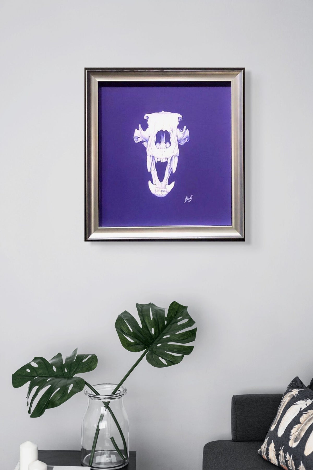 Bestial de Beus — dessin contemporain au stylo Bic sur papier, crâne préhistorique