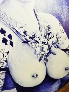 Casque d’Or par Beus — art contemporain au stylo Bic inspiré d’une figure historique parisienne