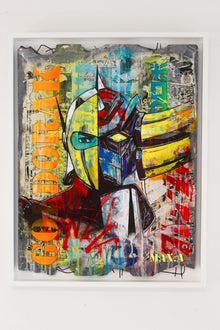 Œuvre Goldorak vs Actarus #1 par Maxime Andriot — transfert, pochoirs, peinture et culture populaire
