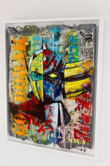 Maxime Andriot — Goldorak vs Actarus #1, œuvre contemporaine en collage et peinture