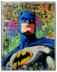 Burned Batman — œuvre originale de Maxime Andriot sur bois de peuplier partiellement brûlé