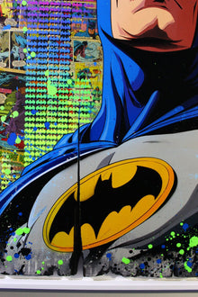 Maxime Andriot — Burned Batman, œuvre contemporaine en collage et peinture
