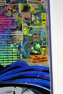 Burned Batman — création de Maxime Andriot entre Pop Art, collage et support texturé
