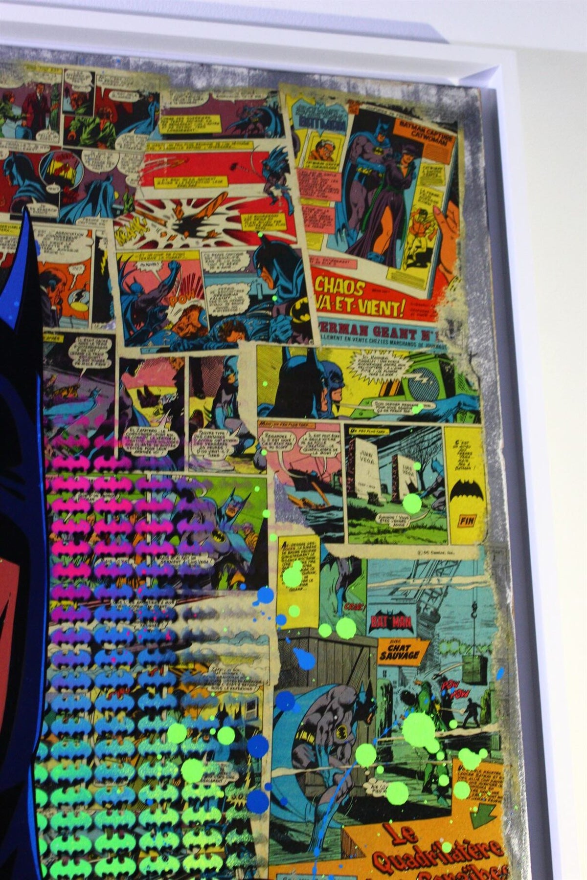 Burned Batman — œuvre originale de Maxime Andriot sur bois de peuplier partiellement brûlé