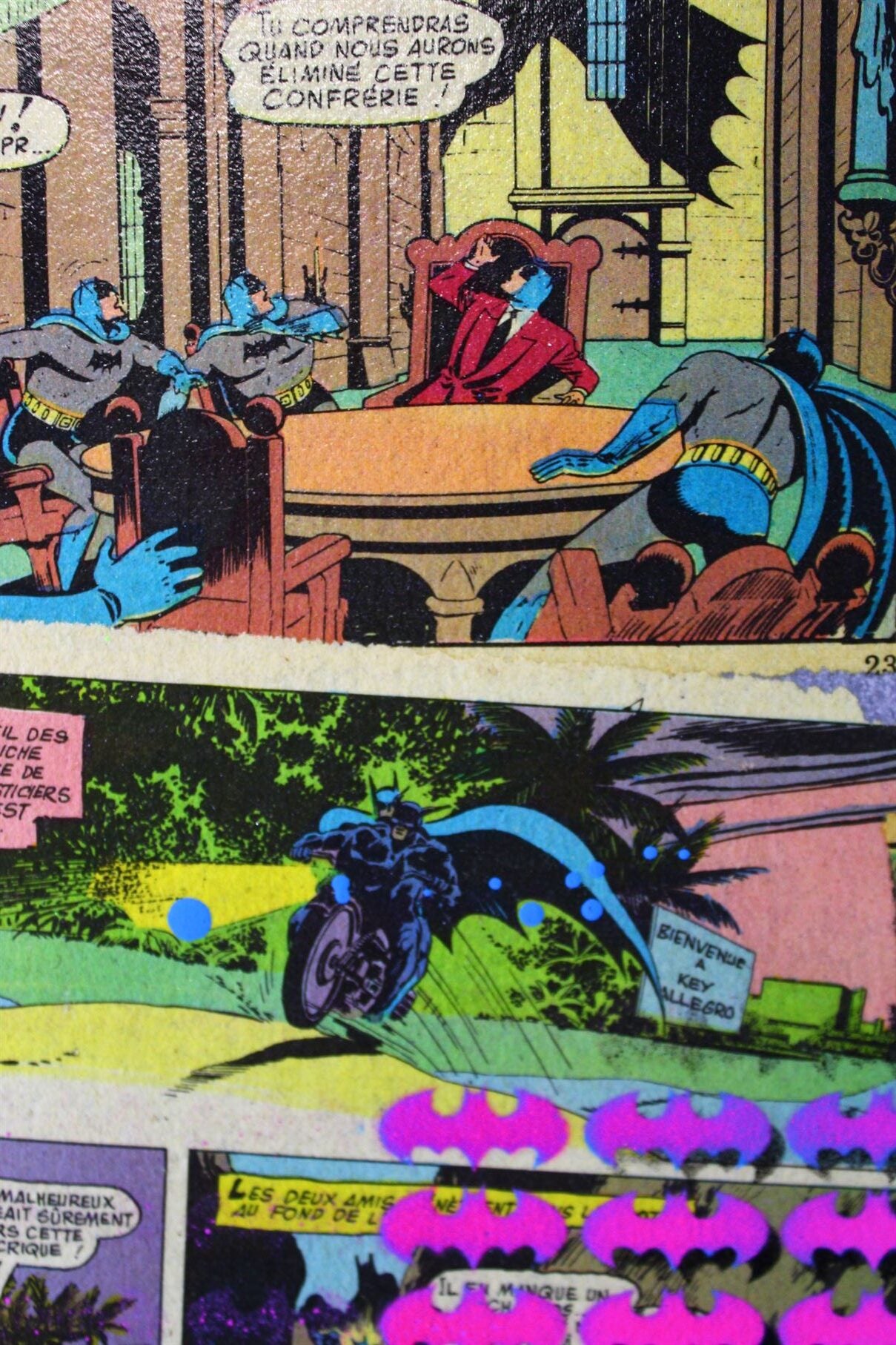 Burned Batman — tableau de Maxime Andriot, Pop Art et matières brutes