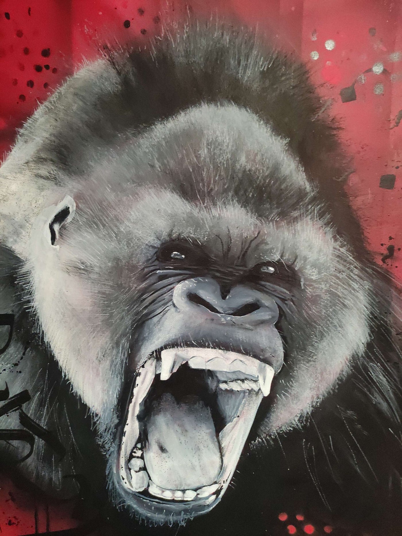 Katz — Angry Gorilla, peinture contemporaine sur toile au spray et à l’acrylique