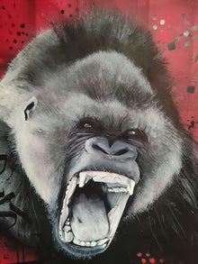 Katz — Angry Gorilla, peinture contemporaine sur toile au spray et à l’acrylique