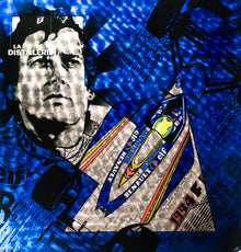 Ayrton — œuvre originale de Daddy Graff sur panneau signalétique, hommage à Ayrton Senna