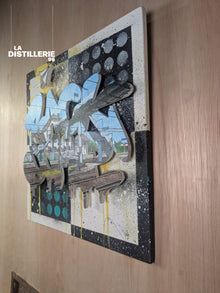 Ludo Lassalle — Back Jump, œuvre murale contemporaine sur bois