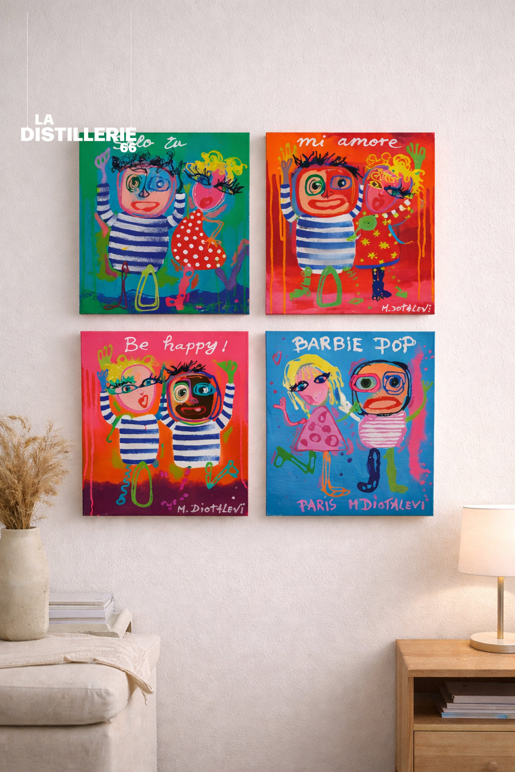 Be Happy — création de Martine Diotalevi, peinture contemporaine spontanée et colorée