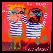 Be Happy de Martine Diotalevi — tableau contemporain, figure expressive et écriture picturale libre