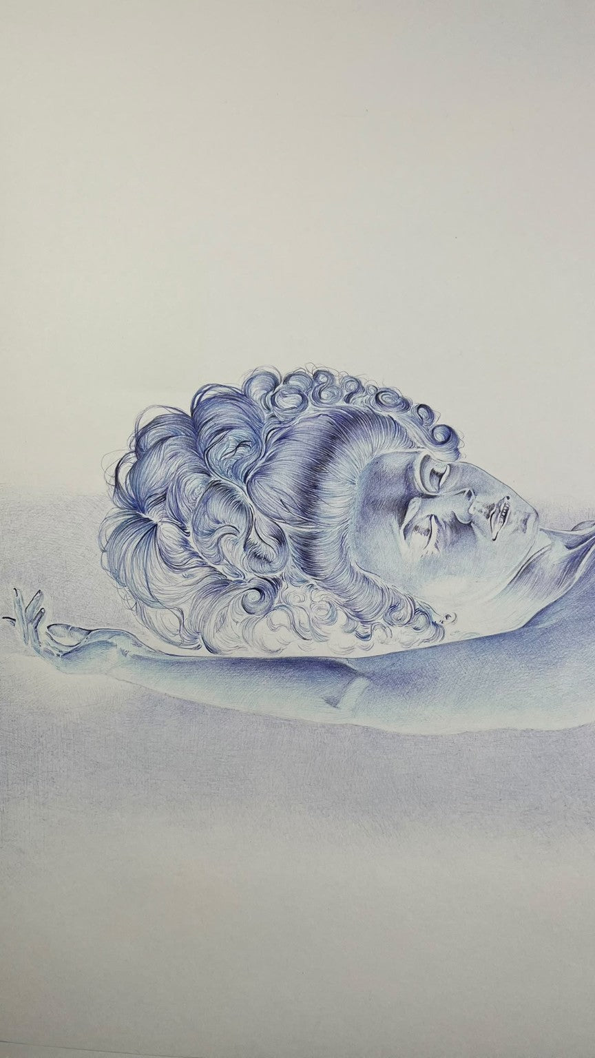 Escarpins — BEUS — détail du visage et de la coiffure au stylo Bic