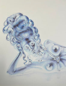 L’Attachante — BEUS — détail du visage et de la coiffure au stylo Bic