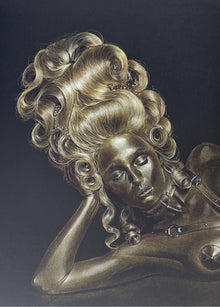 L’Attachante — BEUS — détail de la coiffure en filtre négatif