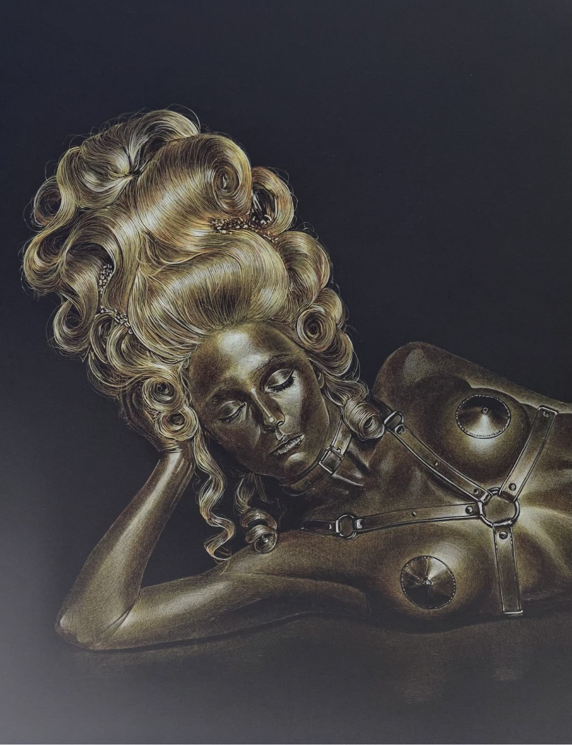 L’Attachante — BEUS — détail du visage en filtre négatif