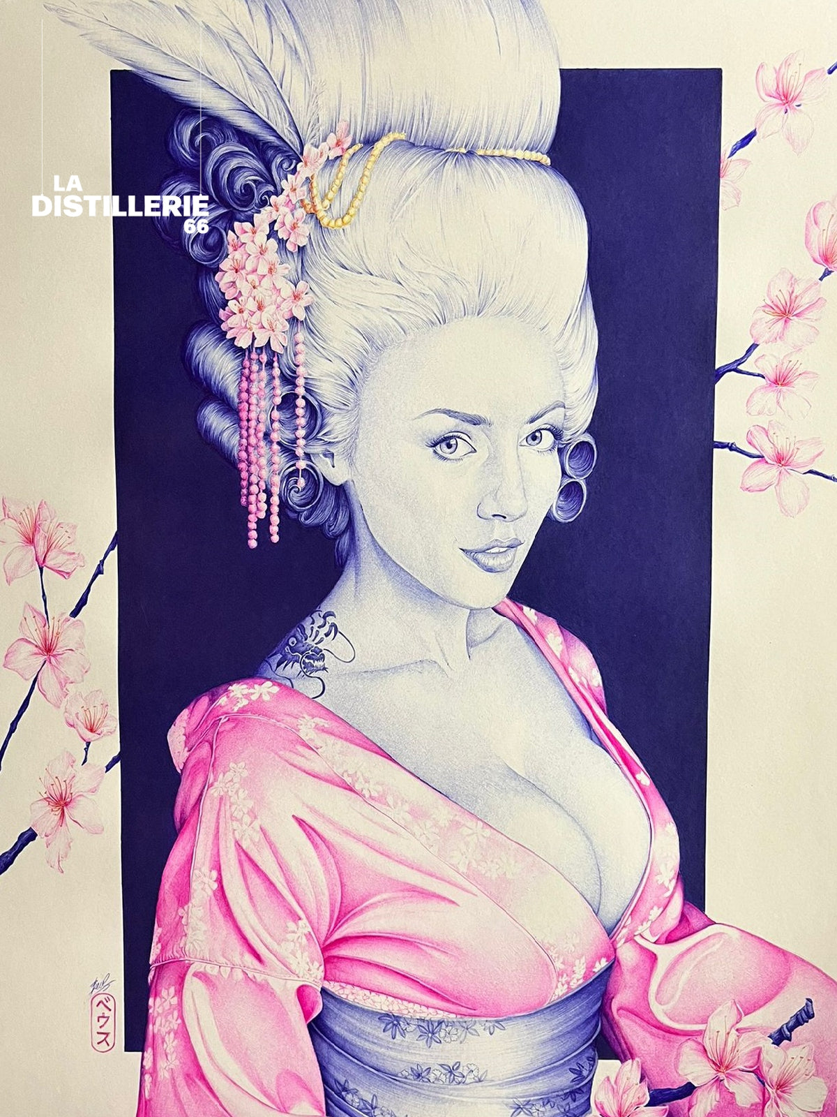La Vagabonde — création de BEUS, artiste contemporain au stylo Bic — vue 1
