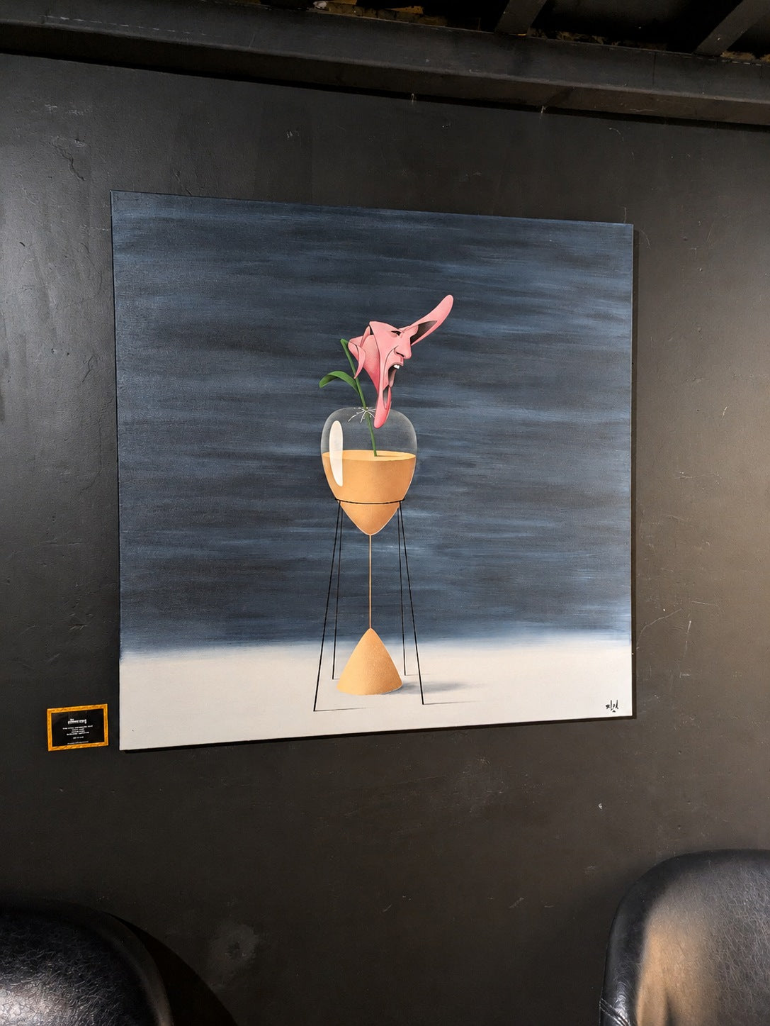 Sentir que el Tiempo se Acaba — BL2A — vue du tableau exposé sur le mur de la galerie
