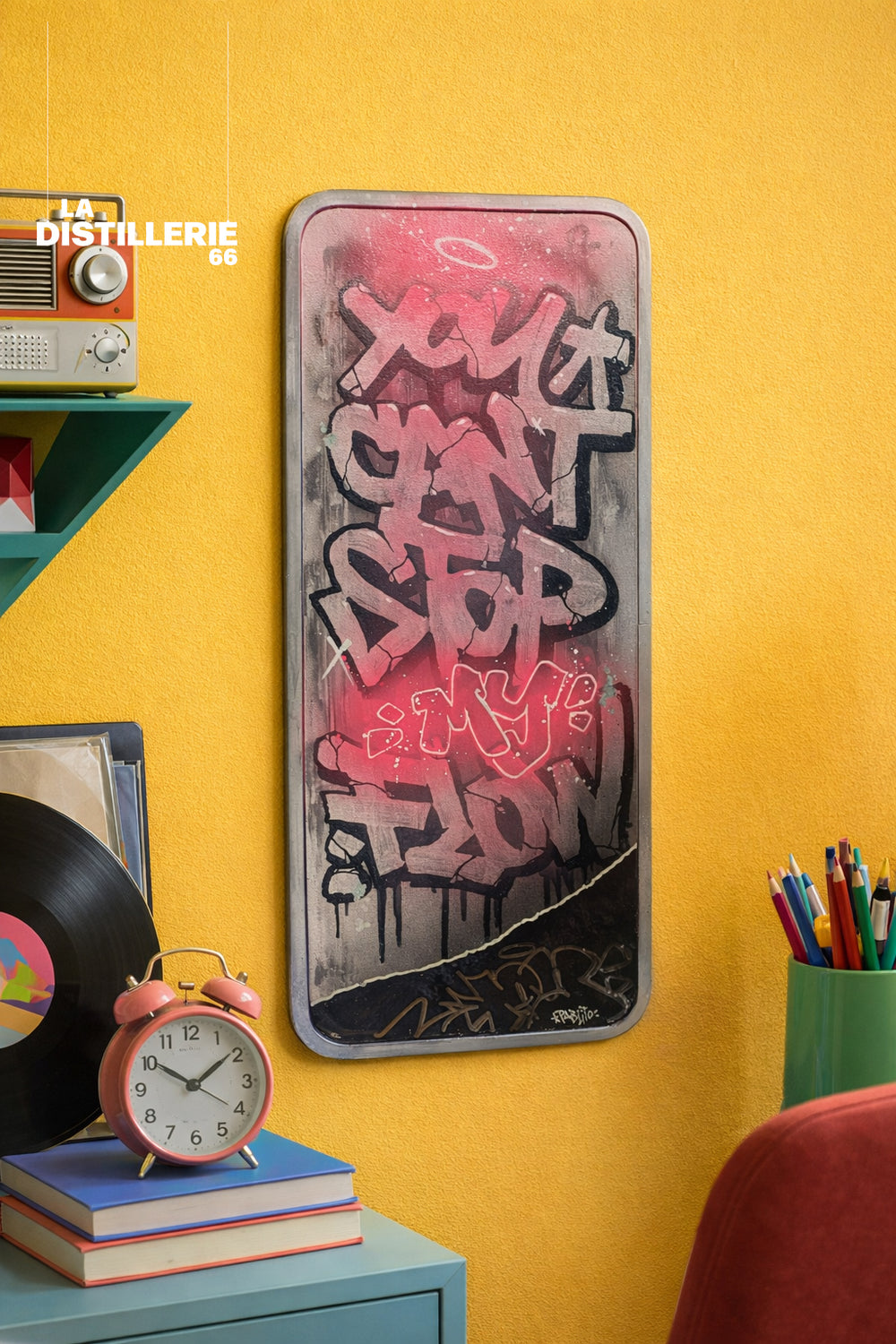 Can't Stop My Flow — œuvre originale de Pablito Mourer à la bombe et à l’acrylique sur panneau signalétique
