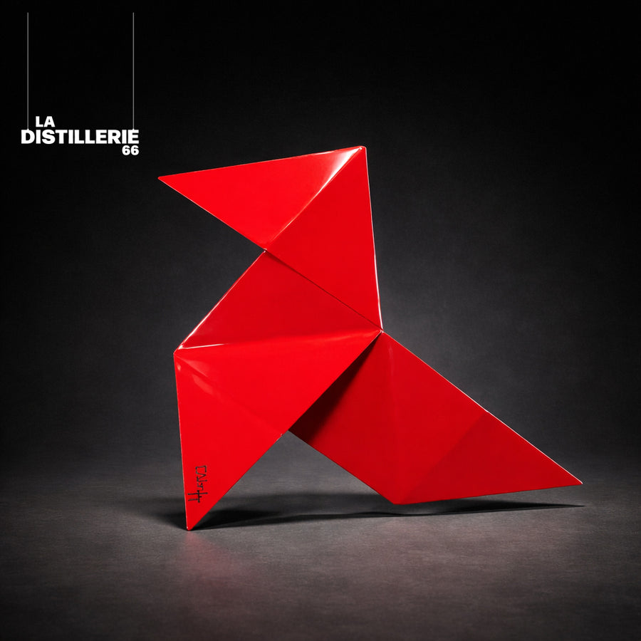 Cocotte #1 — sculpture contemporaine de David Cabrefigue en acier thermolaqué, inspirée de l’origami