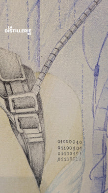 Toile Cyber de Beus — technique expérimentale à l’encre de stylo Bic