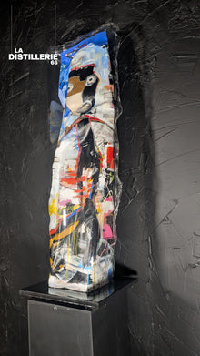 Œuvre de Thierry Clamens Ecoute Le Silence — sculpture verticale contemporaine et matière picturale