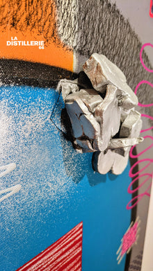 Œuvre F-Volution par Faki — technique mixte, toile et déconstruction du graffiti