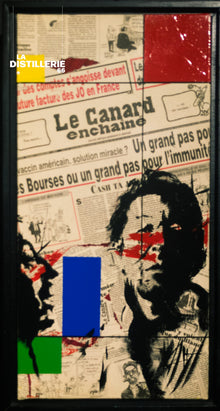 Gainsbourg — œuvre de Hayat en collage de presse et peinture, portrait Pop Art contemporain