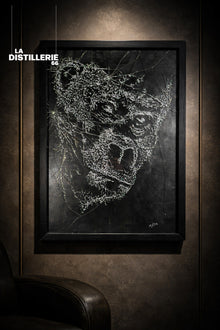 Gorille — œuvre de l’artiste Méta en verre brisé, tableau contemporain
