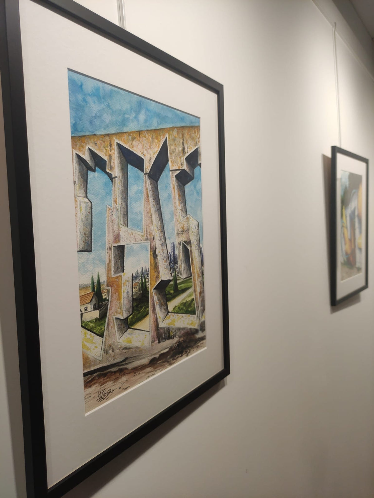 Vile — City View, œuvre de street art à l’aquarelle sur papier