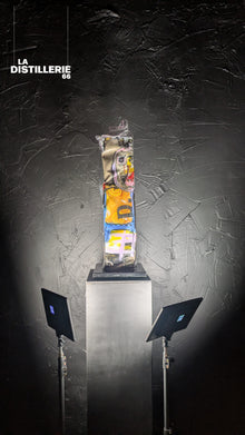 La Timide Et La Rouge — création de Thierry Clamens, sculpture en bois entoilé protégée par plexiglas