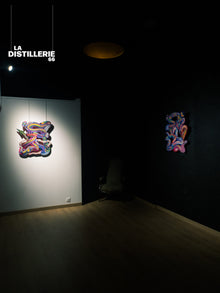 Steve Pitocco — Flux Coloré 1, œuvre sculpturale sur bois réalisée au Filing